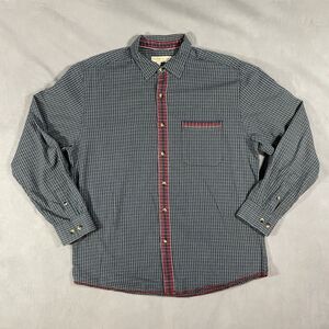 The Territory Ahead Shirt Mens Large Button Up Blue Red Patterned Cotton